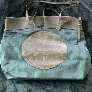 Coach Blue and Gray Tote Bag
